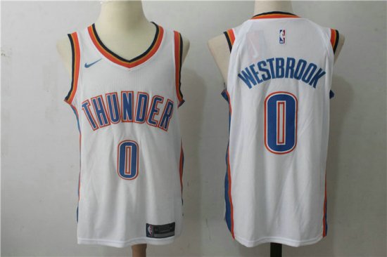 NBA 0 Westbrook OKC Thunder 2017-18 Season Maillot blanc